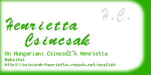 henrietta csincsak business card